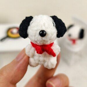 Handmade Amigurumi Crochet Snoopy with a Red Scarf Plushie